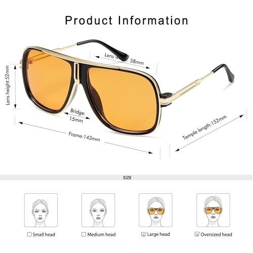 Retro Aviator Sunglasses for Women Men Oversized 70s 90s Square Womens Mens Sunnies AP3683