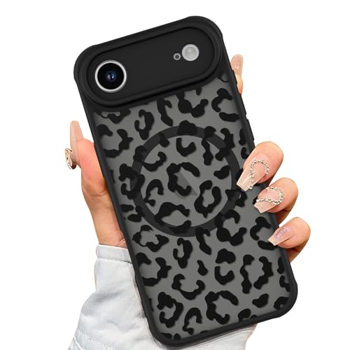 AIGOMARA Magnetic Case for iPhone Air, Black Leopard Pattern Design