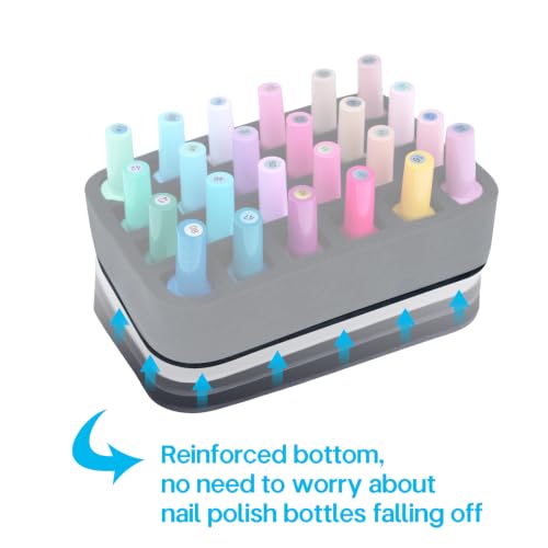 Image of Nail Polish Organizer Holder Foam Pad with Slots Store 24 Bottles | Foam Organizer Insert Suit for (15ml /0.5fl.oz) Nail Polish or Essential Oil Tray for Drawers