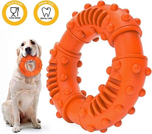 OYYXNN Dog Chew Toy Indestructible Durable Teeth Cleaning Chew Toys Puppies Extreme Chewers Dogs Strong Rubber Ring Interactive Training Tough Toys for Large Medium Dog Great Gift (Orange)