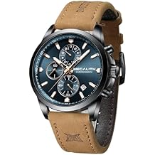 MEGALITH Wrist Watches for Men Luxury Dress Silver Stainless Steel Chronograph Watch Waterproof - Gift for Husband Father at Birthday Anniversary