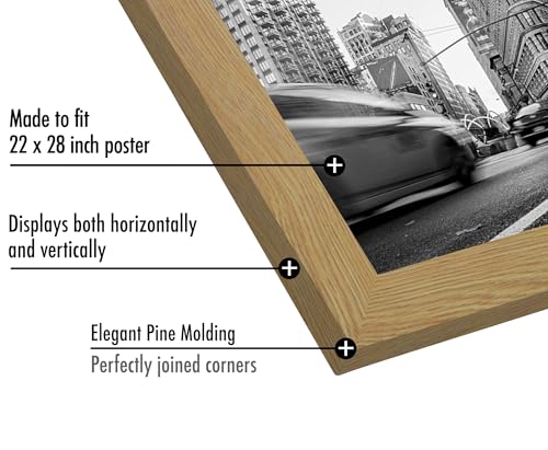 Americanflat 22x28 Poster Frame with Polished Plexiglass - Wide Picture Frames Made of Engineered Wood for Vertical or Horizontal Wall Display - Epic Collection - Pine