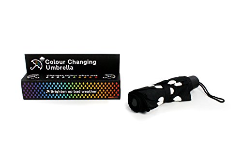 Suck Uk | Color Changing Compact Umbrella | Changes Color When Wet | Changes Back To White When Dry | Lightweight Folding Umbrella | Small Backpack Essentials #TOP3