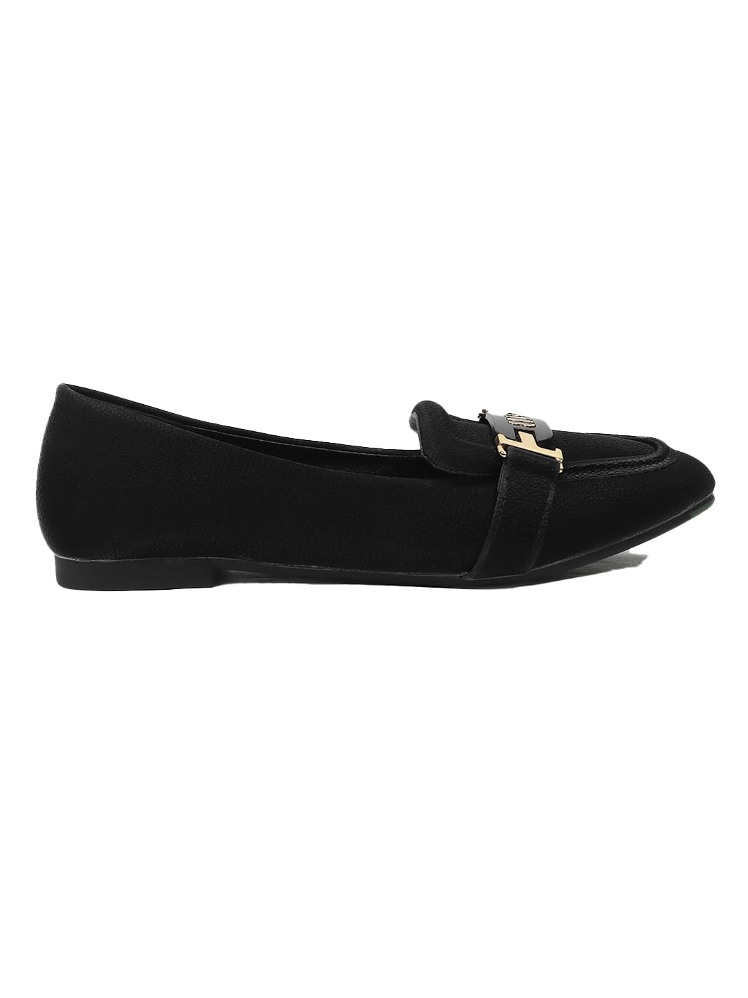 Women’s Loafers – Elegant Textured Slip-On Flats with Gold-Tone Buckle and Cushioned Insole-image-13