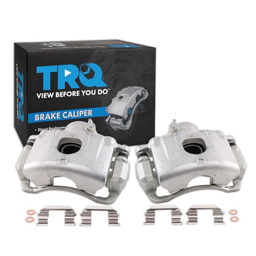 Image of TRQ Front Brake Caliper Set Zinc Coated Brackets Hardware Compatible with 2004-2009 Kia Spectra 2005-2009 Spectra5