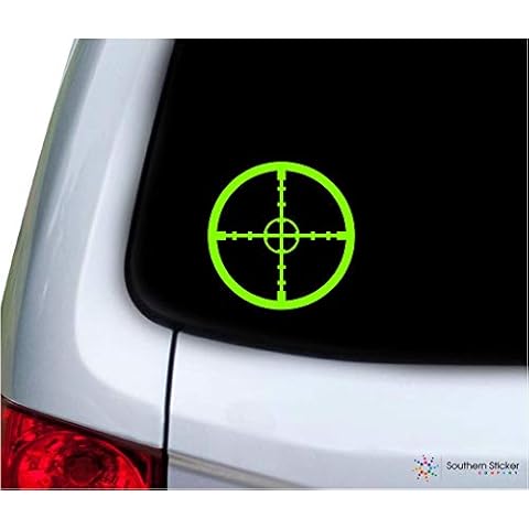 Southern Sticker Company Cross Hairs Gun Scope Target 3.9x3.9 inches Size Rifle Hunting Decal Vinyl Laptop car Window Truck - Made and Shipped in USA (Lime Green) Cover