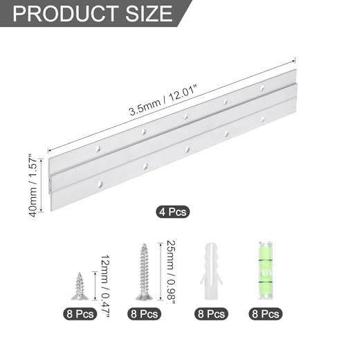 Image of uxcell 4 Pair French Cleat Picture Hanger, 12 Inch Heavy Duty Aluminum Z Bar Clip Interlocking Wall Mounting Bracket Hanger Kit for Hanging Mirror Picture Shelf