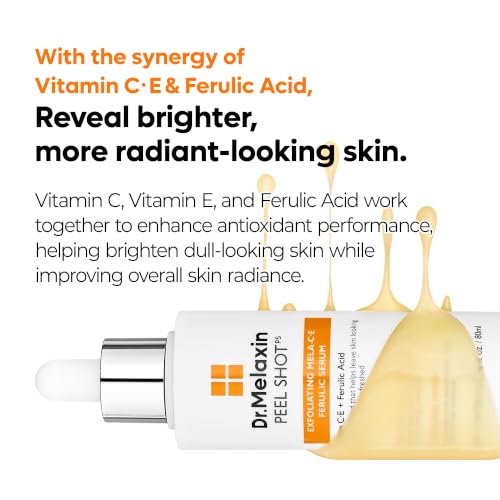 Image of Dr.Melaxin Peel Shot Mela-C.E Ferulic Serum Dead Skin Cells, Dullness & Uneven Texture, Vitamin C.E + Ferulic Acid, Retinar X, Korean Brightening Exfoliating Treatment, 2.70 fl. oz, 80ml