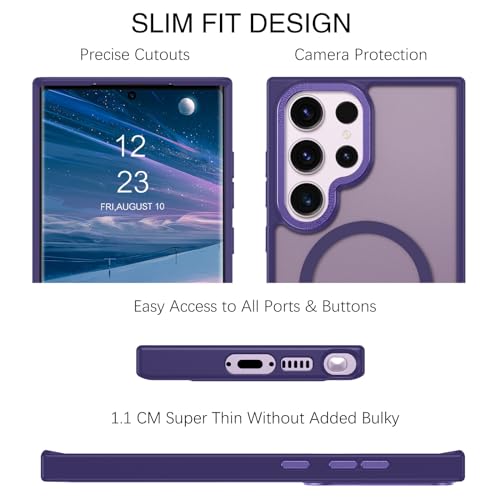 Image of BENTOBEN for Samsung S23 Ultra Case, S23 Ultra Magnetic Phone Case [Compatible with MagSafe] Translucent Matte Slim Shockproof Women Men Girl Protective Case Cover for Galaxy S23 Ultra 6.8 inch,Purple