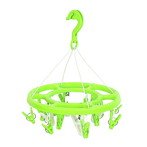 Ruilogod Cuarto de baño Gancho giratorio en forma de 18 clavijas Secado Rack Ropa Percha verde