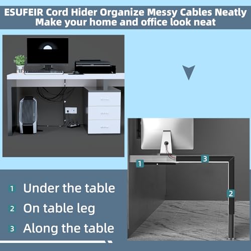Table Extension Cable Raceway ESUFEIR 2M Black Rubber Cable Trunking for Wall Mounted Tv,Wire Cover ...