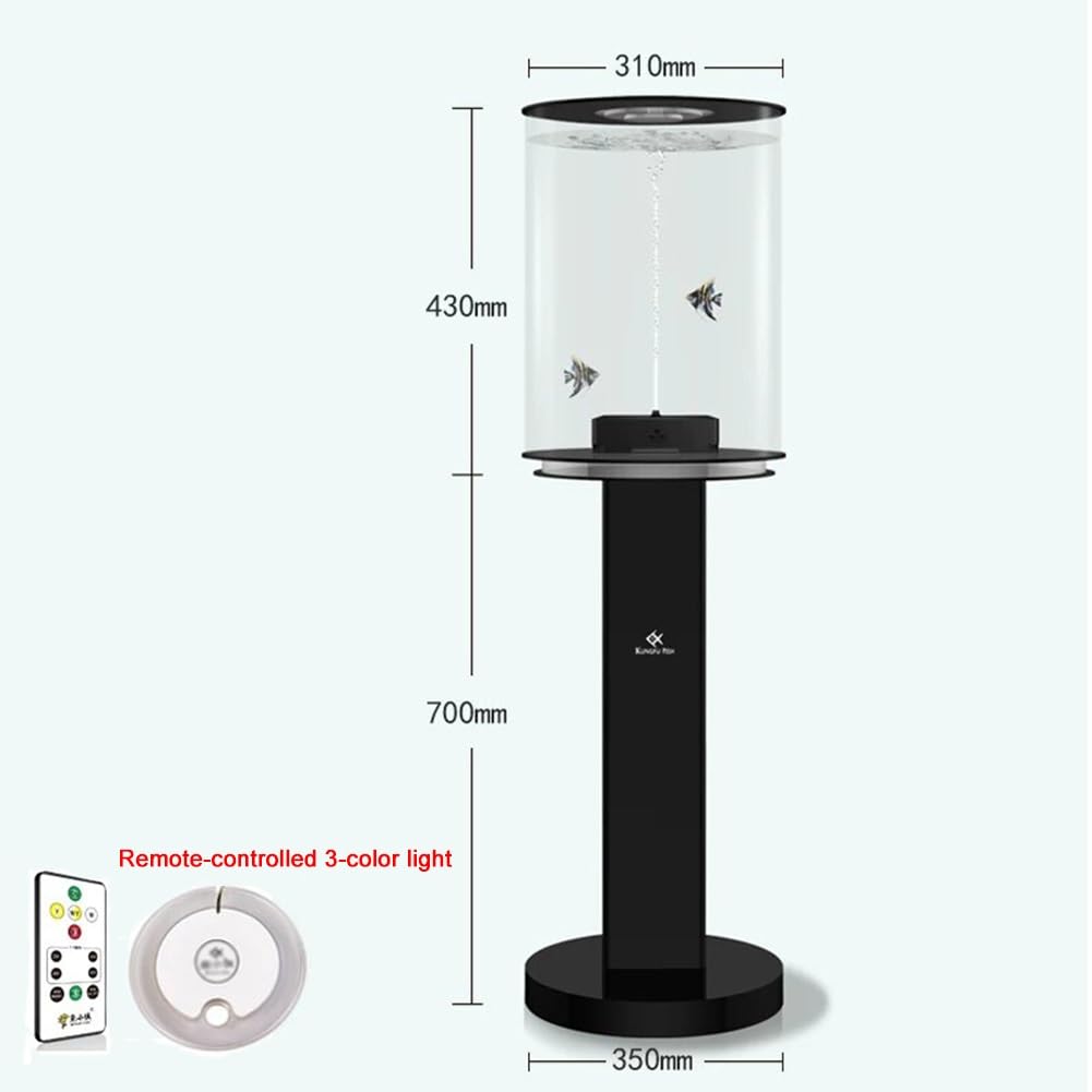 Acuario acrílico de 6 galones (blanco/negro) con luz LED tricolor controlada a distancia, kit de micropaisaje, adecuado para pantalla de escritorio (D)