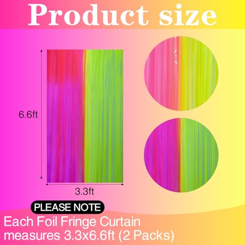 2 cortinas fluorescentes para fiestas 3.3x6.6 ft pack 2 miniatura 2