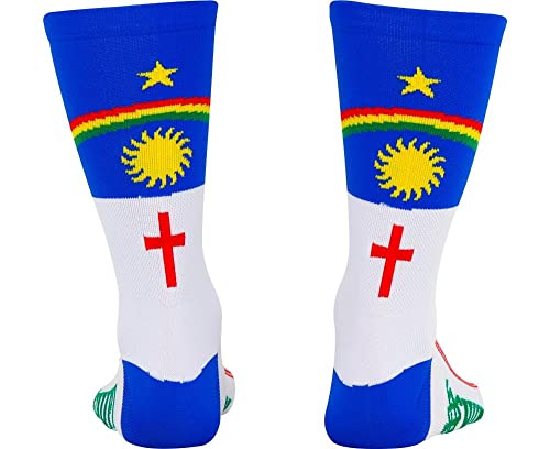 Meia HUPI Pernambuco Cano Médio 1 Par para Corrida Bike, Cor: PERNAMBUCO- Branco/Azul, Tamanho: Únic