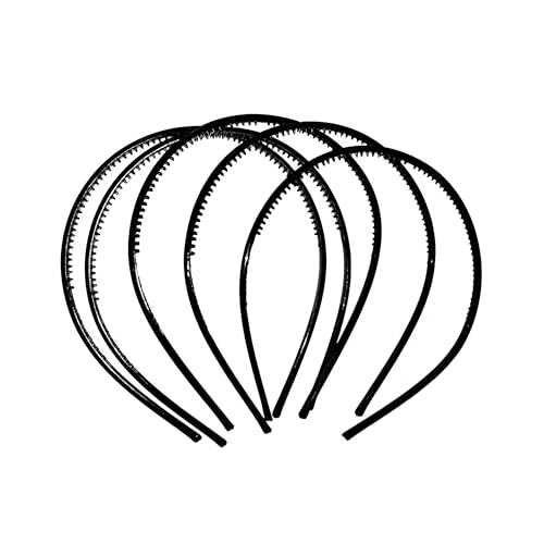 Image of Pack of 5 Thin Hair Band for Men and Women | Adjustable Non-Slip Flexible Plastic Hairband for Long Hairs | Stylish Black Headband for Girls (Pack of 5, Free size)