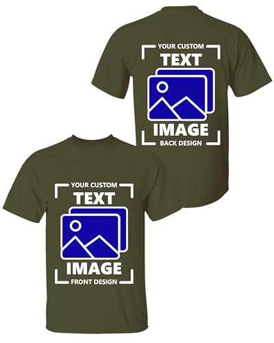 Gildan Custom T-Shirts – Personalized Crewneck Unisex Tee with Text, Logo, Image – Customized Shirt for Men Women Adult