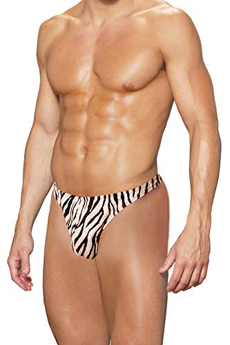 Hotspot Men's Zebra Animal Print Thong Pouch Underwear Black/White #TOP2