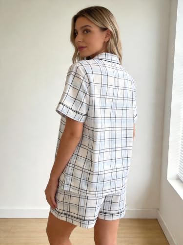 Image of NAP BOUND 100% Cotton Women Pajama Sets Button Down Short Sleeve Sleepwear Soft Pjs 2 Piece Lounge Set with Pocket XS-XXL