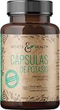 Potasio de Alta Dosis - Cápsulas de Potasio - 180 Cápsulas - Vegano - Sin Aditivos - 616,5 mg de Citrato de Potasio por Dosis Diaria - Citrato de Potasio