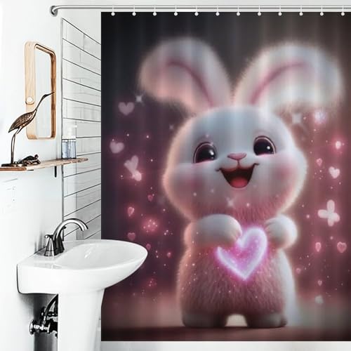 Lapin rideau de douche anti éclaboussure lavable en tissu polyester pour baignoire - 6