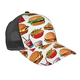 Fast Food Outdoor Mesh Cap Mountain Dad Chapeau, casquette souple classique Dad Trucker Hat, noir, taille unique