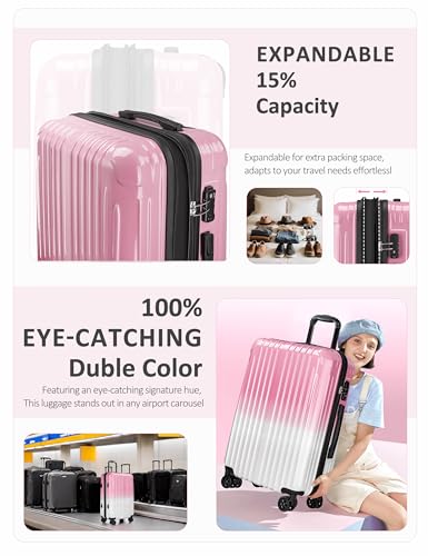 Image of Carry on Luggage 2 Piece(20in /24inch - Airline Approved Suitcases with Spinner Wheels, Built-In TSA Lock,Hard Shell Expandable Suitcases