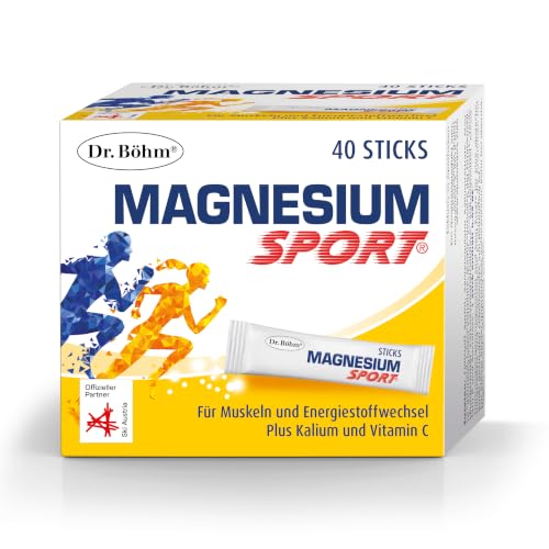 Dr. Böhm Magnesium Sport Sticks: Für Ausdauer und Leistung im Sport mit Magnesium Kalium und Vitamin C ideal für unterwegs 40 Stück