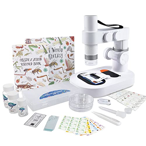 OSCTAN Microscope Kit for Kids 3-12 WiFi Kid Beginning Microscope DDL-M1 Intelligent Microscope with Seven Colors Adjustable Outdoor&Indoor Safety Design Photo&Video Save Available