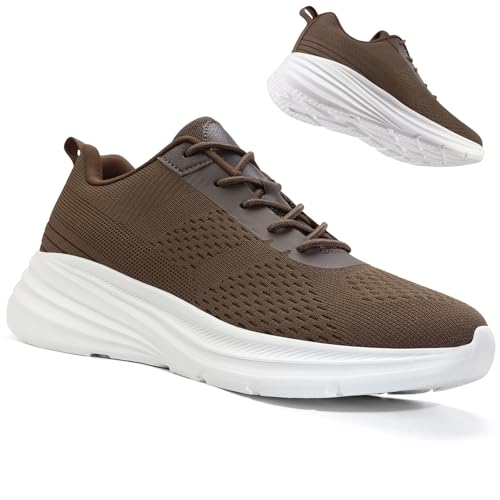 ZOVE Walking Shoes for Men Running Tennis Cushioning Shoes Non Slip Lightweight Athletic Workout Comfortable Sneakers Breathable Gym Jogging Sports Sneakers 8821 Brown 40