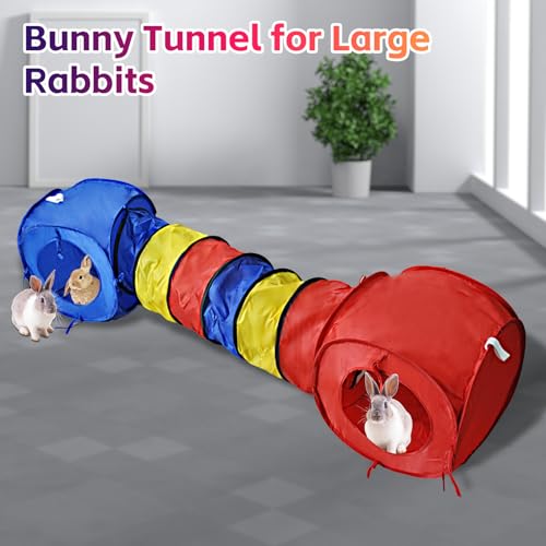 Image of Large Rabbit Tunnel,Collapsible Bunny Tunnels Hideouts,Colorful Tubes for Rabbits XL Indoor Outdoor Small Animal Interactive Toys
