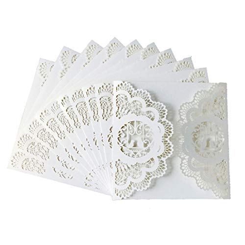 JinSu bruiloft uitnodigingskaarten, lasergesneden huwelijksfeest, uitnodigingskaarten met bedrukbaar papier en… - Image 4