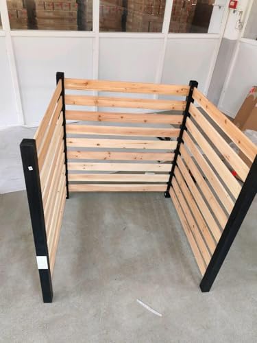 COSTWAY Clôtures de Jardin 3 Panneaux, Écran d'Intimité à Lattes Modulable en Bois Sapin avec Piquets Montage Facile, Clôtures Décoratives pour Poubelle...