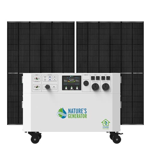 Nature’s Generator Powerhouse Gold System:4800Wh Powerhouse and Two 410W Power Panels,120VAC and 240VAC Pure Sine Wave Address Home Power Requirements