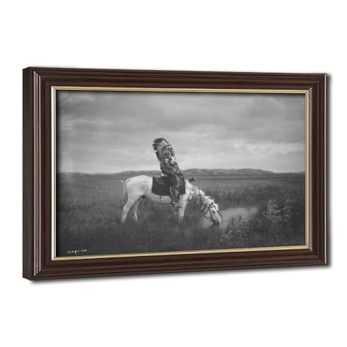 Guerrier américain Oglala toile haut de gamme de la collection historique Edward Curtis Badlands