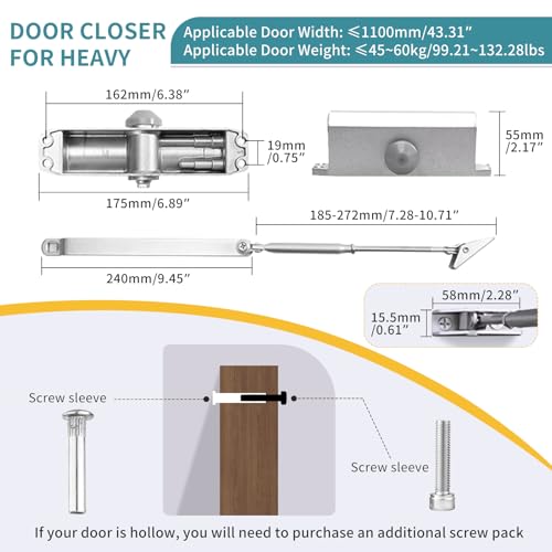 Medium Duty Hydraulic Door Closer for Commercial & Residential Use - Perfect for Screen Doors, Garage Entry, and Interior Doors with Soft Close Technology - Adjustable Automatic Door Closing Mechanism by Clifog - Used condition - Image 2