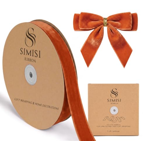 Burnt Orange Velvet Ribbon 1'' 25 Yards for...