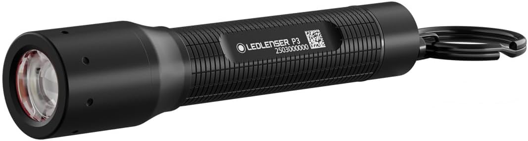 Ledlenser P3 Keychain Flashlight - Black, Aluminum, AAA Battery - LED Flashlight - Spot Beam with Patented Focus - Rapid Focus Pocket Light - for Everyday Use at Home or Outdoor