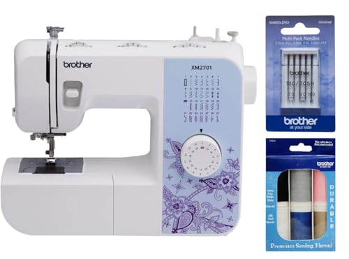 Image of Brother XM2701 27-Stitch Sewing Machine, Premium Thread 6-Pack and 5-Piece Sewing Machine Needles