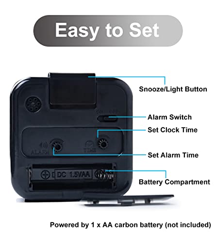 Analog Travel Alarm Clock, Super Silent Battery Operated Small Desk Clock With Snooze, Beep Sounds, Night Light Function, Easy Set Clock For Bedroom, Beside, Desk (Black) #TOP6