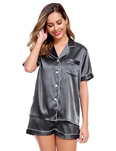 Image of LecGee Pajamas Set Short Sleeve Sleepwear Womens Button Down Nightwear Soft Pj Lounge Sets