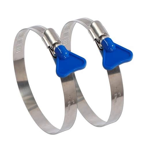 Image of ISPINNER 2pcs 4 Inch Key-Type 304 Stainless Steel Worm Gear Hose Clamps, Adjustable Size Range 91-114mm Clamps for Dryer Vent, Dust Collector and Automotive (Pack of 3)