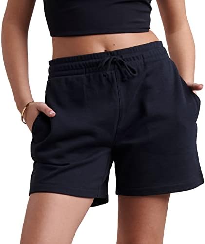 KUT/SO Women's Sweatshort – 5" Inseam French Terry Knit Shorts with Drawstring – Super Soft Premium Cotton Black Medium