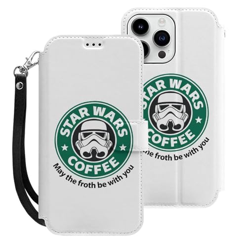 スターウォーズ コーヒー iPhone15ProMax用ケース 手帳型 スマホケース アイホン15ProMax用 財布型カバー カードポケット スタンド機能 誕生日ギフト 人気 男女兼用