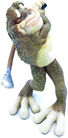 C&F Garden Decor Outdoor Polyresin Golfer Frog Statue G184 7.25" H