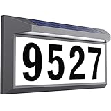 Solar Address Sign, Lighted Address Numbers Outdoor Waterproof, Illuminated LED Address Plaque, House Numbers for Outside, Grey