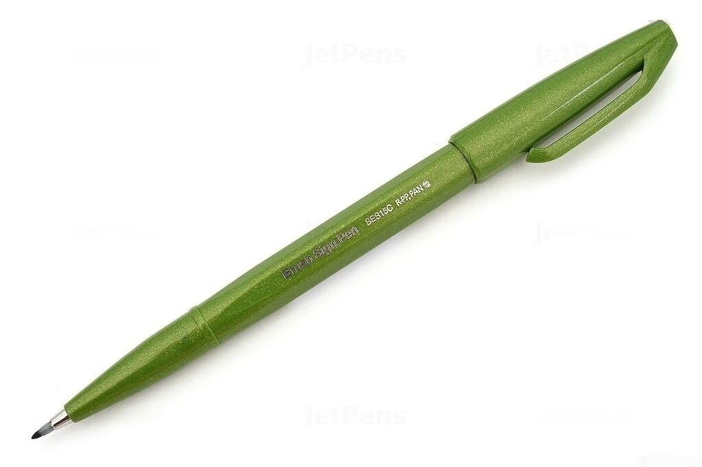 PentelBrush Sign Pen SES15C (Olive Green)