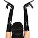 Luwint Long Black Leather Gloves, Women Shiny Latex Gloves for Costume Dress Opera Party Cosplay