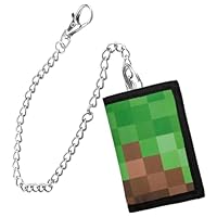 XPEX Kinder Geldbeutel Slim, Jungs Geldbeutel Mit Kette Clip Reißverschluss, Faltbare Dreifache Kinder Portemonnaie Kindergeldbeutel Jungs Wallet Für Teenager Jungen Herren (Block, C) (Grün, Cartoon)