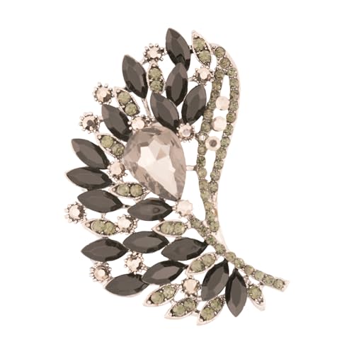 Image of Rhinestone Crystal Big Large Brooch Pin Jewerly Accessory Wing shape Gold Tone
