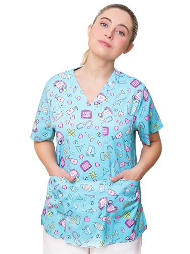 Nurse is Love Casaca Sanitaria Mujer - Casaca Mujer para Trabajo | Camiseta - Uniforme Enfermera | Pijama Enfermera. Diseños con Bolsillos Ideal para Salvabolsillos | Regalos